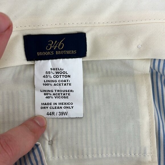 Brooks Brothers 346 Wool-Cotton Blend Lightweight Pinstriped Pants - Picture 8 of 8